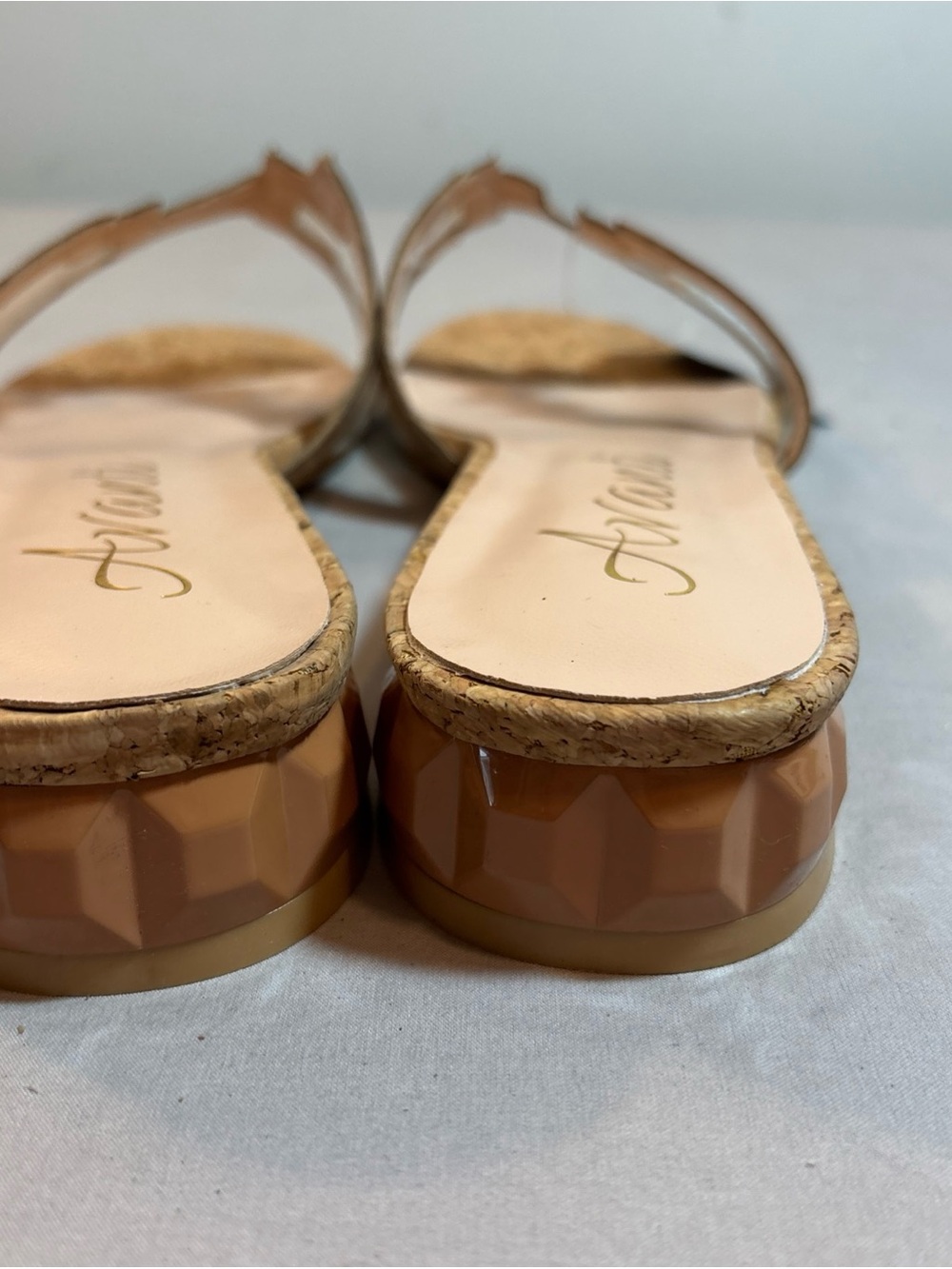 Avanti Cork-Textured Slide Mules with Clear Strap - Picture 6 of 9